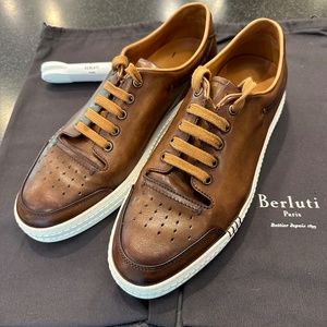 BERLUTI Playtime Mogano Leather Sneaker Size: 11-D US